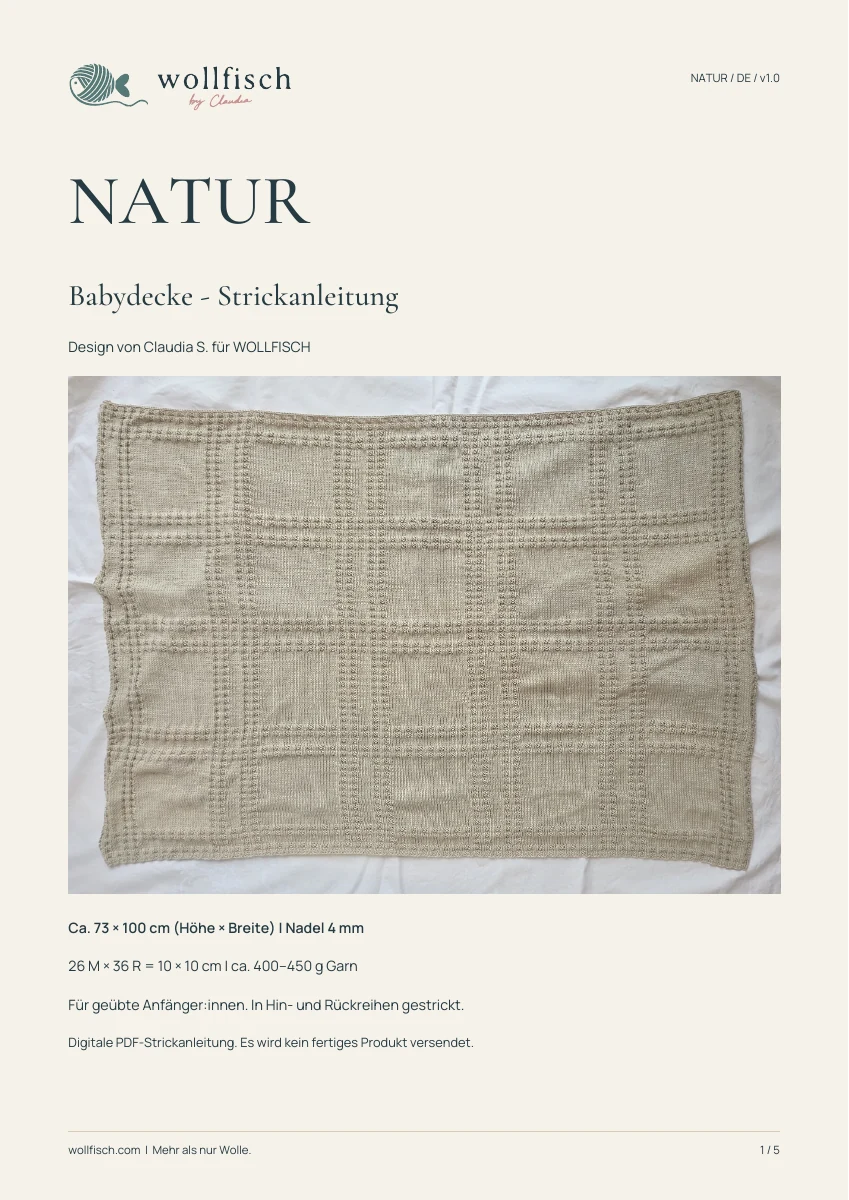 Vorschau auf das Titelblatt der NATUR-Strickanleitung v1.0